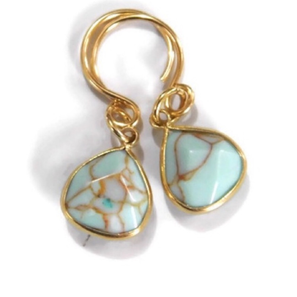 Genuine Turquoise Teardrop Earrings